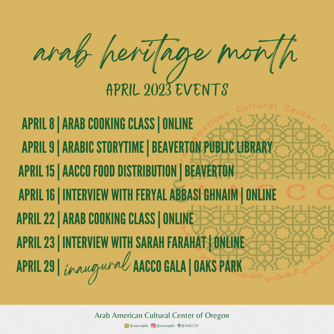 Arab Heritage Month Schedule of Events 2023